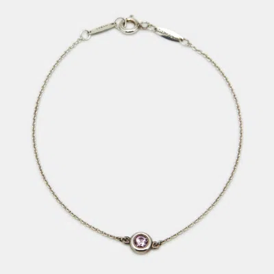 Pre-owned Tiffany & Co Elsa Peretti Color By The Yard Pink Sapphire Sterling Silver Bracelet