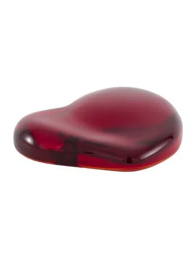 Pre-owned Tiffany & Co Elsa Peretti Crystal Heart Paperweight In Red