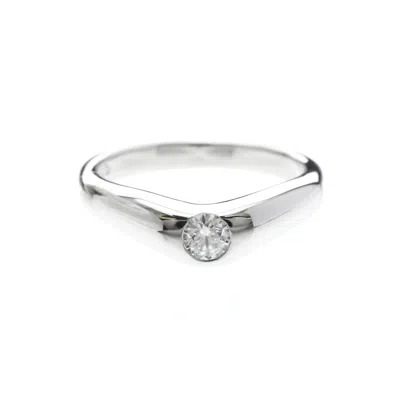 Pre-owned Tiffany & Co . Elsa Peretti Curved Wedding Band Platinum With Diamonds Silver Platinum Ring Jewelry (
