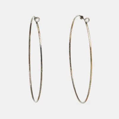 Pre-owned Tiffany & Co Elsa Peretti Diamond Sterling Silver Hoop Earrings