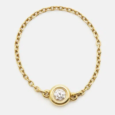 Pre-owned Tiffany & Co Elsa Peretti Diamonds By The Yard 18k Yellow Gold Ring Size 54