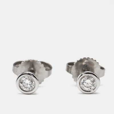 Pre-owned Tiffany & Co Elsa Peretti Diamonds By The Yard Platinum Stud Earrings