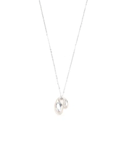 Tiffany & Co Elsa Peretti Double Teardrop Silver Necklace In Metallic