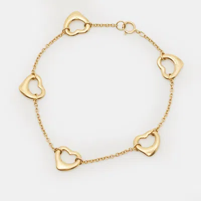 Pre-owned Tiffany & Co Elsa Peretti Open Heart 18k Yellow Gold 5 Motif Bracelet