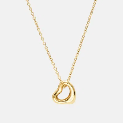 Pre-owned Tiffany & Co Elsa Peretti Open Heart 18k Yellow Gold Necklace