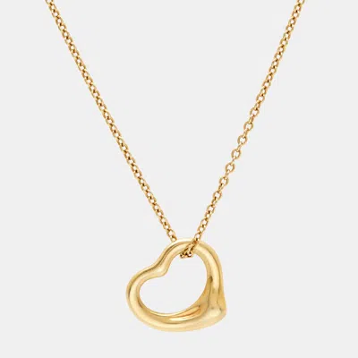 Pre-owned Tiffany & Co Elsa Peretti Open Heart 18k Yellow Gold Pendant Necklace