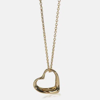 Pre-owned Tiffany & Co Elsa Peretti Open Heart 18k Yellow Gold Pendant Necklace
