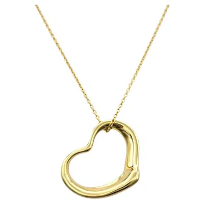 Pre-owned Tiffany & Co . Elsa Peretti Open Heart Pendant Necklace In 18 Karat Yellow Gold