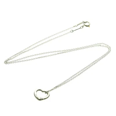 Pre-owned Tiffany & Co . Elsa Peretti Open Heart Pendant Necklace Platinum Silver Platinum Necklace Jewelry (pr