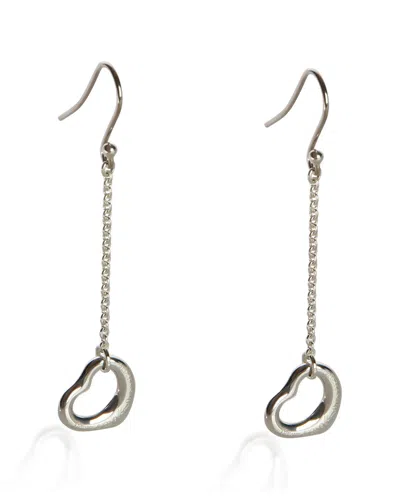 Pre-owned Tiffany & Co . Elsa Peretti Open Heart Silver Earrings (authentic Pre-loved)