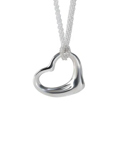 Tiffany & Co . Elsa Peretti Open Heart Silver Pendant (authentic Pre-loved) In Metallic