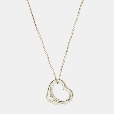 Pre-owned Tiffany & Co Elsa Peretti Open Heart Sterling Silver 925 Pendant Necklace