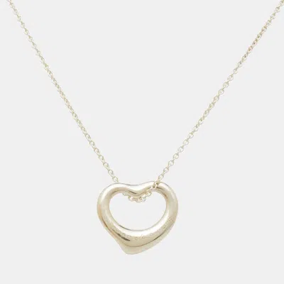 Pre-owned Tiffany & Co Elsa Peretti Open Heart Sterling Silver Pendant Necklace