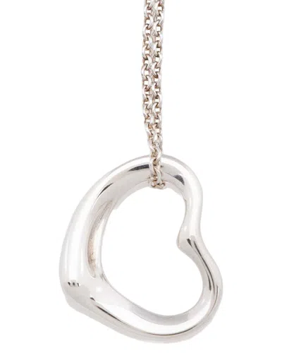 Pre-owned Tiffany & Co . Elsa Peretti Silver Open Heart 16mm Small Necklace (authentic  Pre-loved)