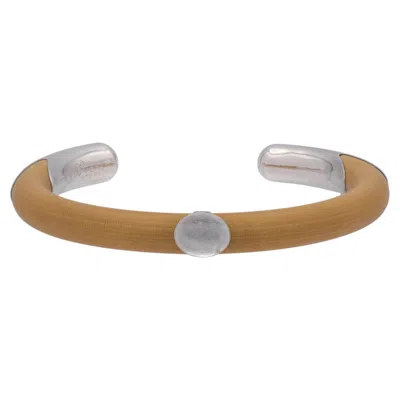 Pre-owned Tiffany & Co . Elsa Peretti Silver/ Rattan Wood Cuff Bracelet - Large/xl C.1976 In Multi
