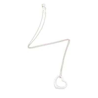 Tiffany & Co . Elsa Peretti Sterling Silver Open Heart 22mm Necklace