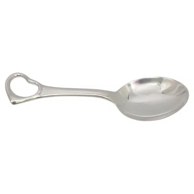 Pre-owned Tiffany & Co Elsa Peretti Sterling Silver Open Heart Baby Spoon #24940 In Multi