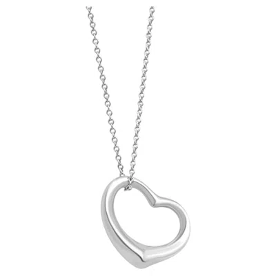 Pre-owned Tiffany & Co . Elsa Peretti Sterling Silver Open Heart Pendant Necklace 18.0" In Multiple