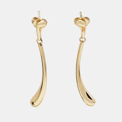 Pre-owned Tiffany & Co Elsa Peretti Teardrop 18k Yellow Gold Dangle Earrings