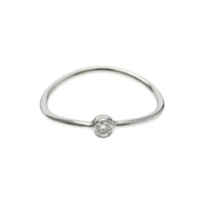 Pre-owned Tiffany & Co . Elsa Peretti Wave Single-row Ring 950 Platinum And Diamond Silver Platinum Ring Jewelr