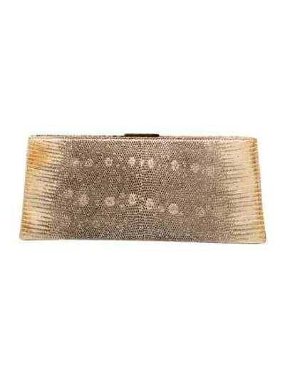 Pre-owned Tiffany & Co Embossed Leather Clutch In Neutrals