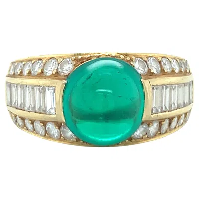 Pre-owned Tiffany & Co Emerald And Diamond 18k Gold Ring By . In Green