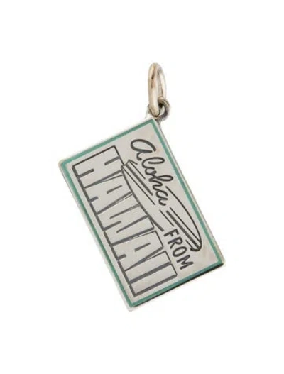 Pre-owned Tiffany & Co Enamel 'aloha From Hawaii' Postcard Charm, 1.25" In Multicolor