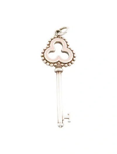 Pre-owned Tiffany & Co Enamel Beaded Open Trefoil Key Pendant Charm, 1.75" In Multi