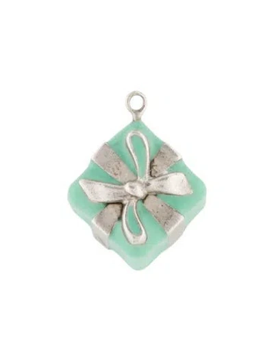 Pre-owned Tiffany & Co Enamel Blue Box Present Charm, 0.75"