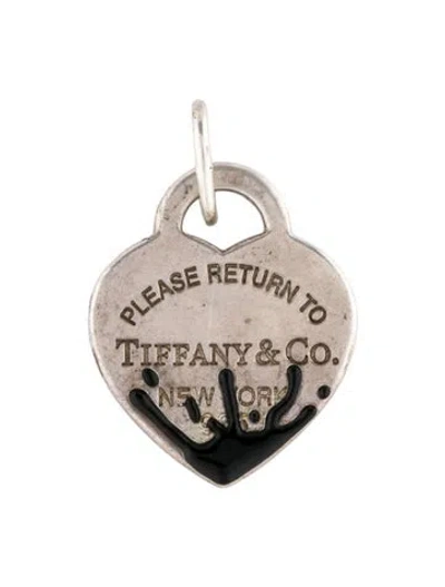 Pre-owned Tiffany & Co Enamel Color Splash Heart Tag Charm In Black
