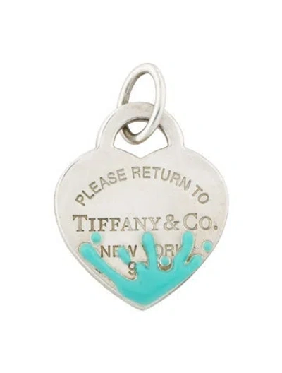 Pre-owned Tiffany & Co Enamel Color Splash Heart Tag Charm In Blue