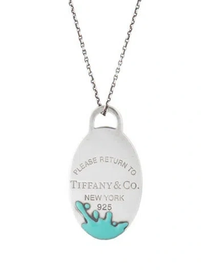 Pre-owned Tiffany & Co Enamel Color Splash Oval Tag Pendant W/ Mixed Bead Chain Necklace, 30.5" In Multi