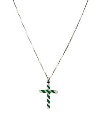 Pre-owned Tiffany & Co Enamel Cross Pendant Necklace In Multi