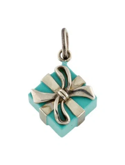 Pre-owned Tiffany & Co Enamel Gift Box Charm In Blue