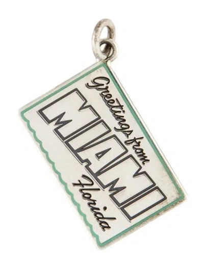 Pre-owned Tiffany & Co Enamel 'greetings From Miami' Postcard Charm In Blue
