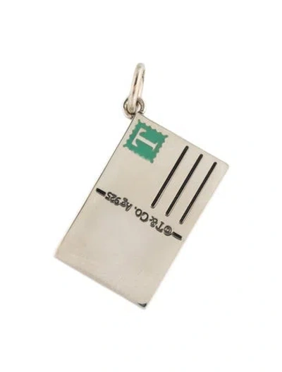 Pre-owned Tiffany & Co Enamel 'greetings From New York City' Postcard Charm, 1.25" In Blue