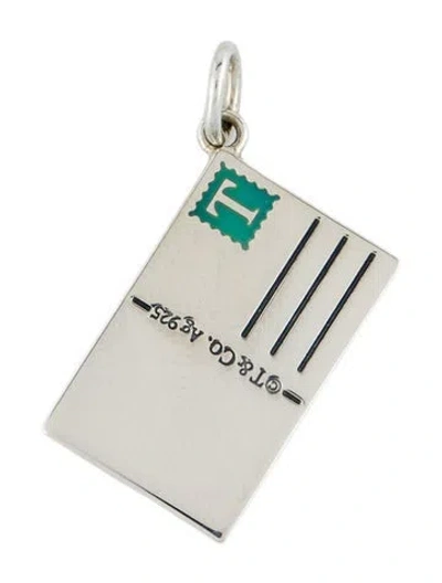 Pre-owned Tiffany & Co Enamel 'greetings From Washington Dc' Postcard Charm In Blue