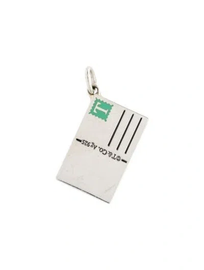 Pre-owned Tiffany & Co Enamel 'greetings From Washington Dc' Postcard Charm In Blue
