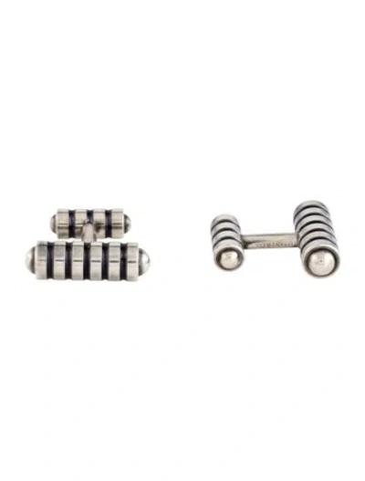 Pre-owned Tiffany & Co Enamel Groove Cufflinks In Black