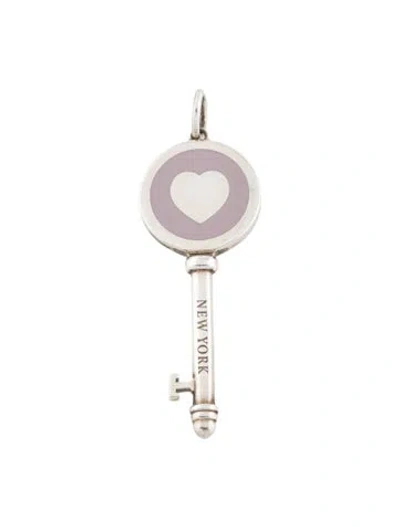 Pre-owned Tiffany & Co Enamel Heart Key Pendant In Pink