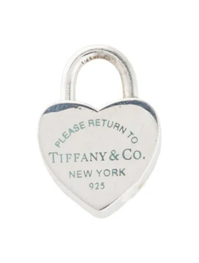 Pre-owned Tiffany & Co Enamel Heart Pull & Twist Lock Charm In Blue