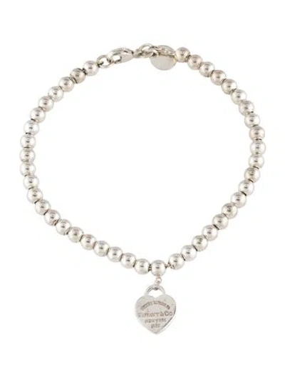 Pre-owned Tiffany & Co Enamel Heart Tag Bead Bracelet, 6.25" In Multicolor