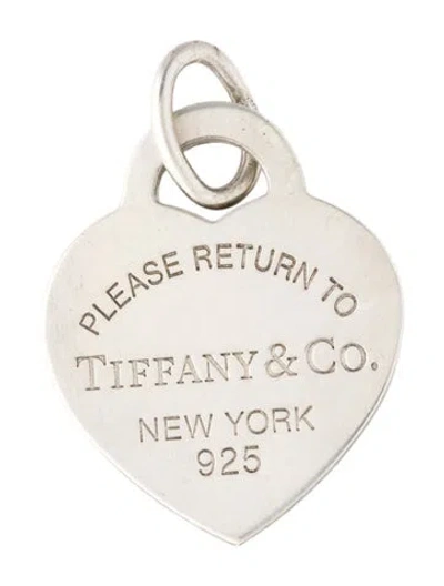 Pre-owned Tiffany & Co Enamel Heart Tag Pendant, 1.25" In Blue