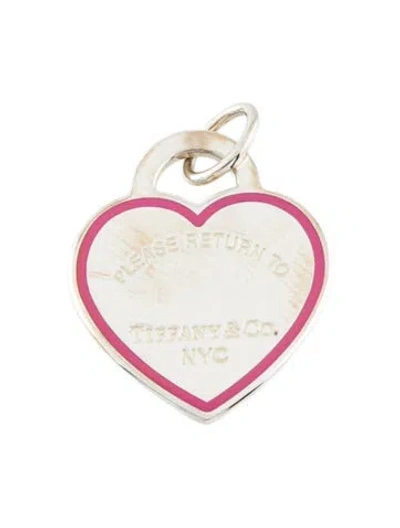 Pre-owned Tiffany & Co Enamel Heart Tag Pendant In Pink