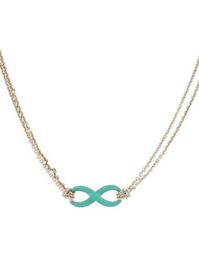 Pre-owned Tiffany & Co Enamel Infinity Necklace, 18" In Blue