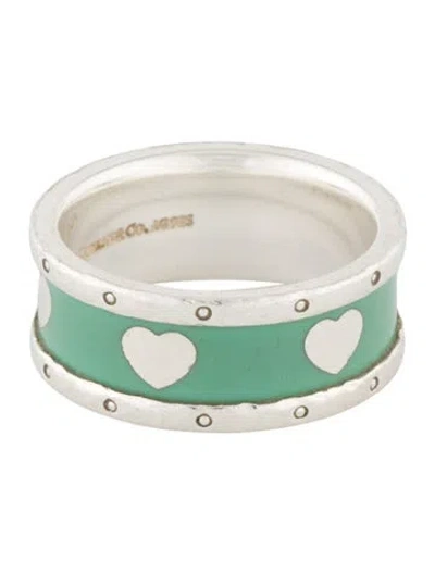 Pre-owned Tiffany & Co Enamel Love Heart Ring In Blue