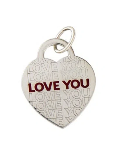 Pre-owned Tiffany & Co Enamel 'love You' Heart Tag Pendant, 1.5" In Red