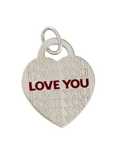 Pre-owned Tiffany & Co Enamel 'love You' Heart Tag Pendant In Red