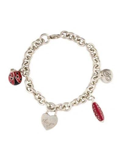 Pre-owned Tiffany & Co Enamel Multi Charm Bracelet, 7"