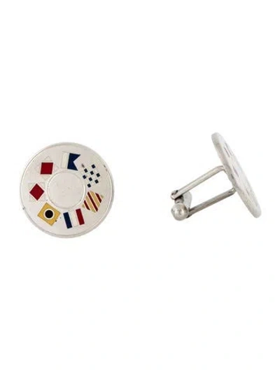 Pre-owned Tiffany & Co Enamel Nautical Flag Cufflinks In Multicolor